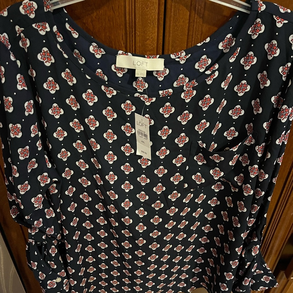 Loft navy blouse